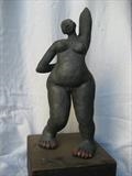 Unzip Me Please by Tati Dennehy, Sculpture, Raku Ceramic and wooden plinth